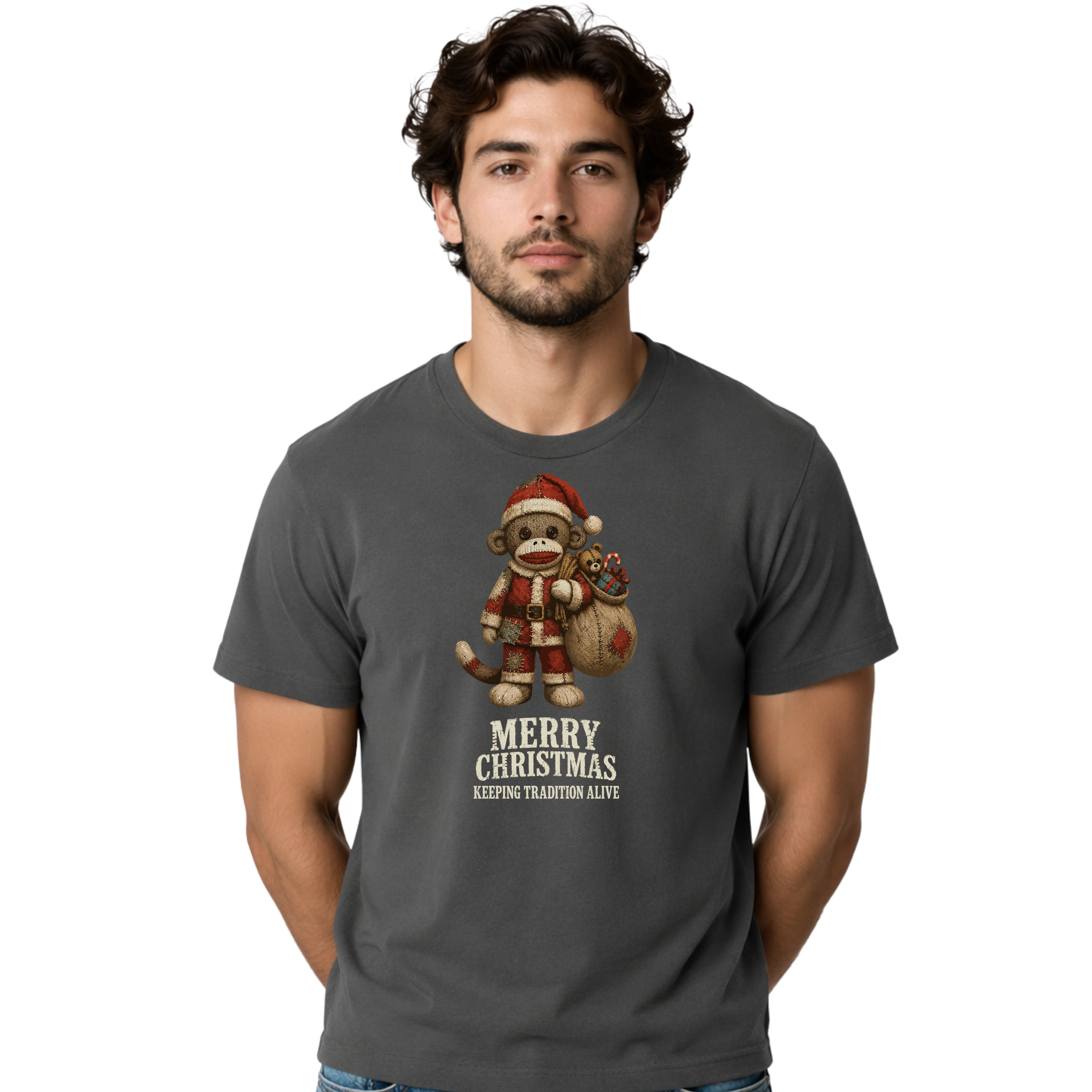 Backstitch Road Sock Monkey Santa Classic T-shirt