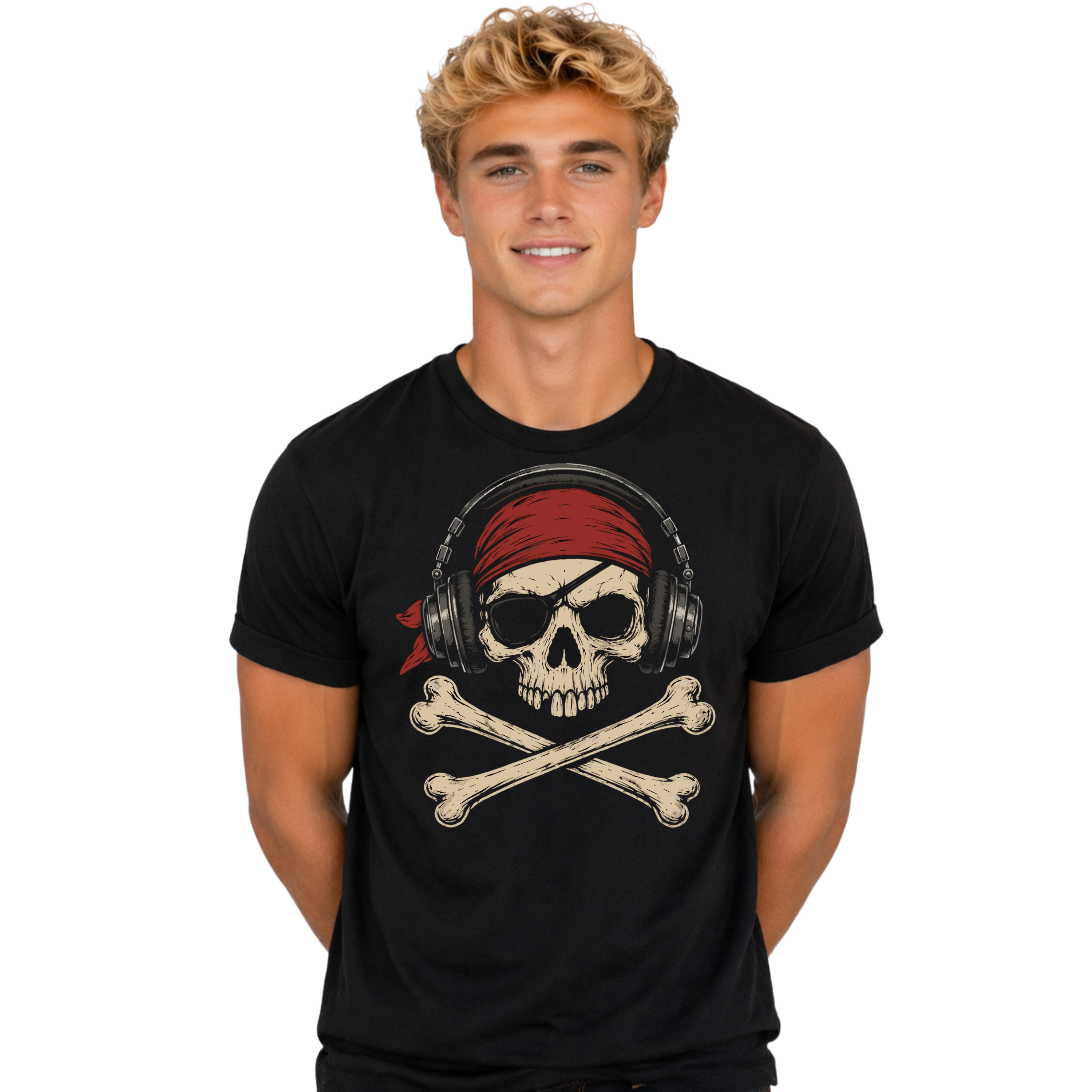 Pirate Skull with Headphones T-Shirt