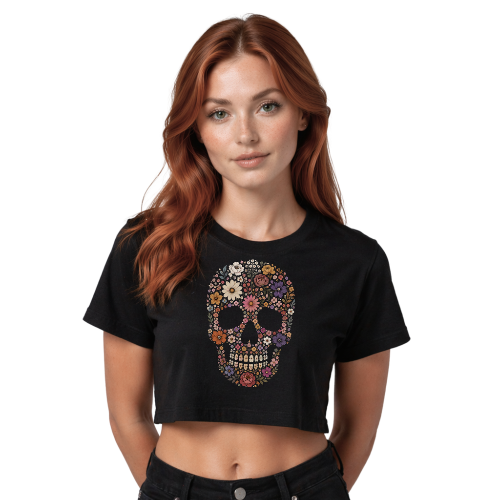 Women’s Flower Skull Crop Top
